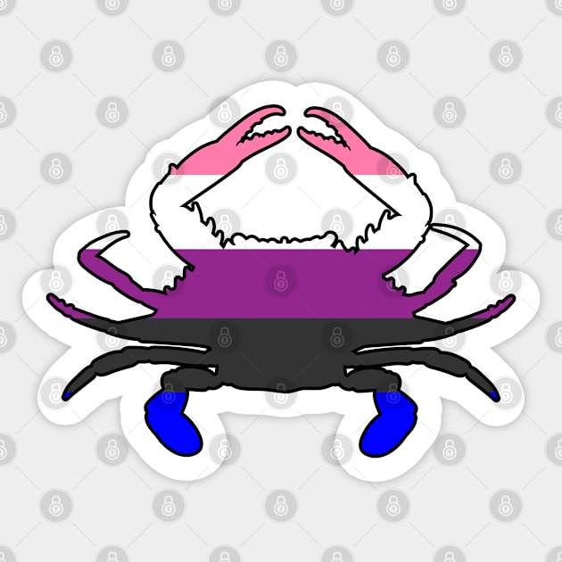 Blue Crab: Genderfluid Pride Sticker by ziafrazier